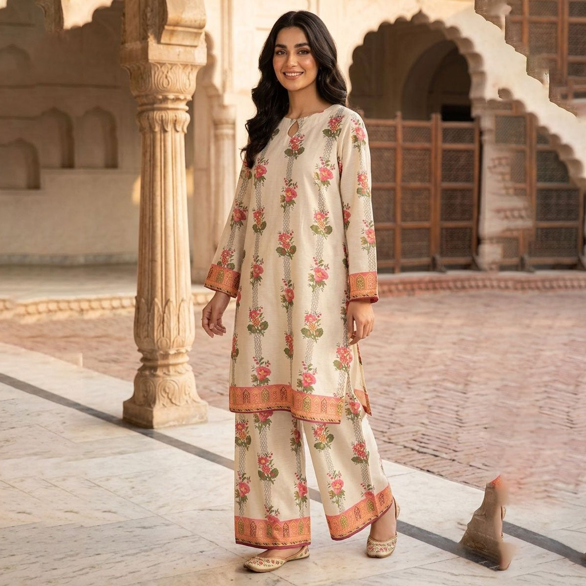 WOMEN'S FLORAL PRINTED LAWN 2 PCS SUIT