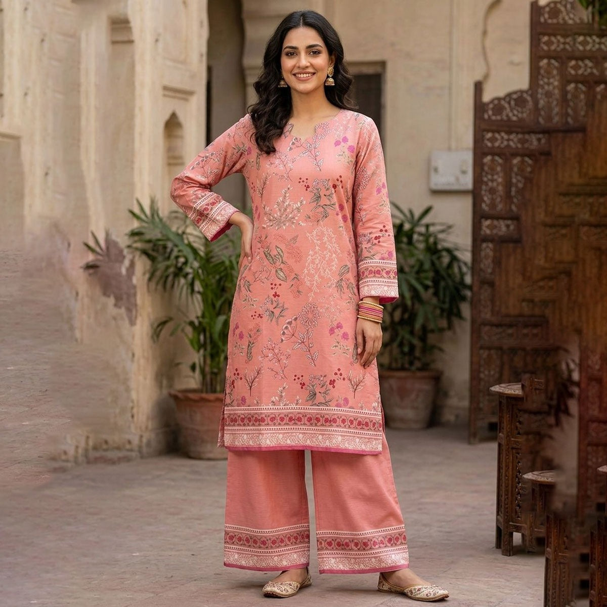 WOMEN'S FLORAL PRINTED LAWN 2 PCS SUIT
