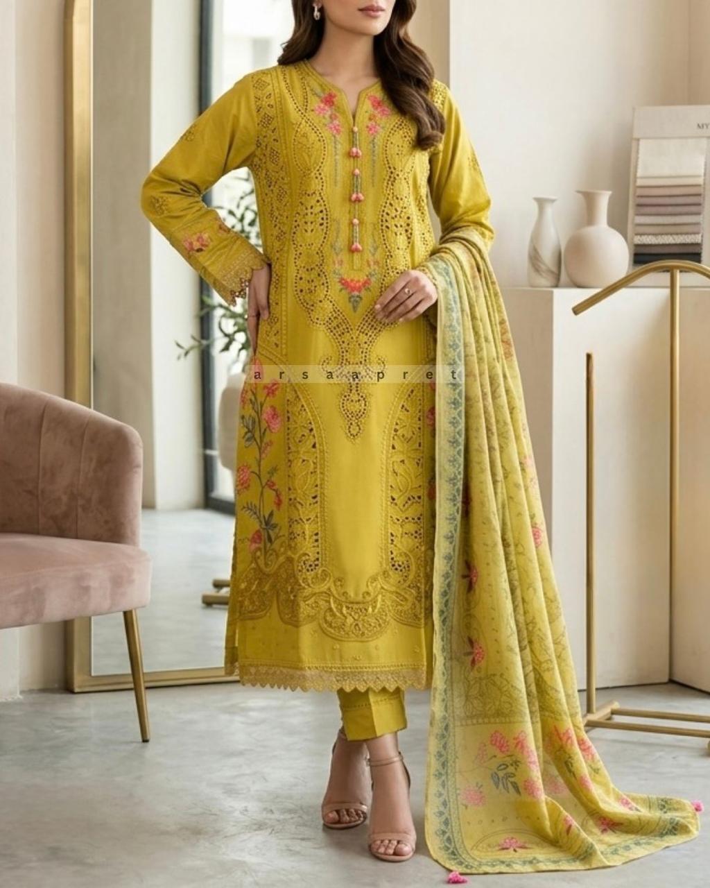 WOMEN'S 3PCS EMBROIDERED LAWN SUIT