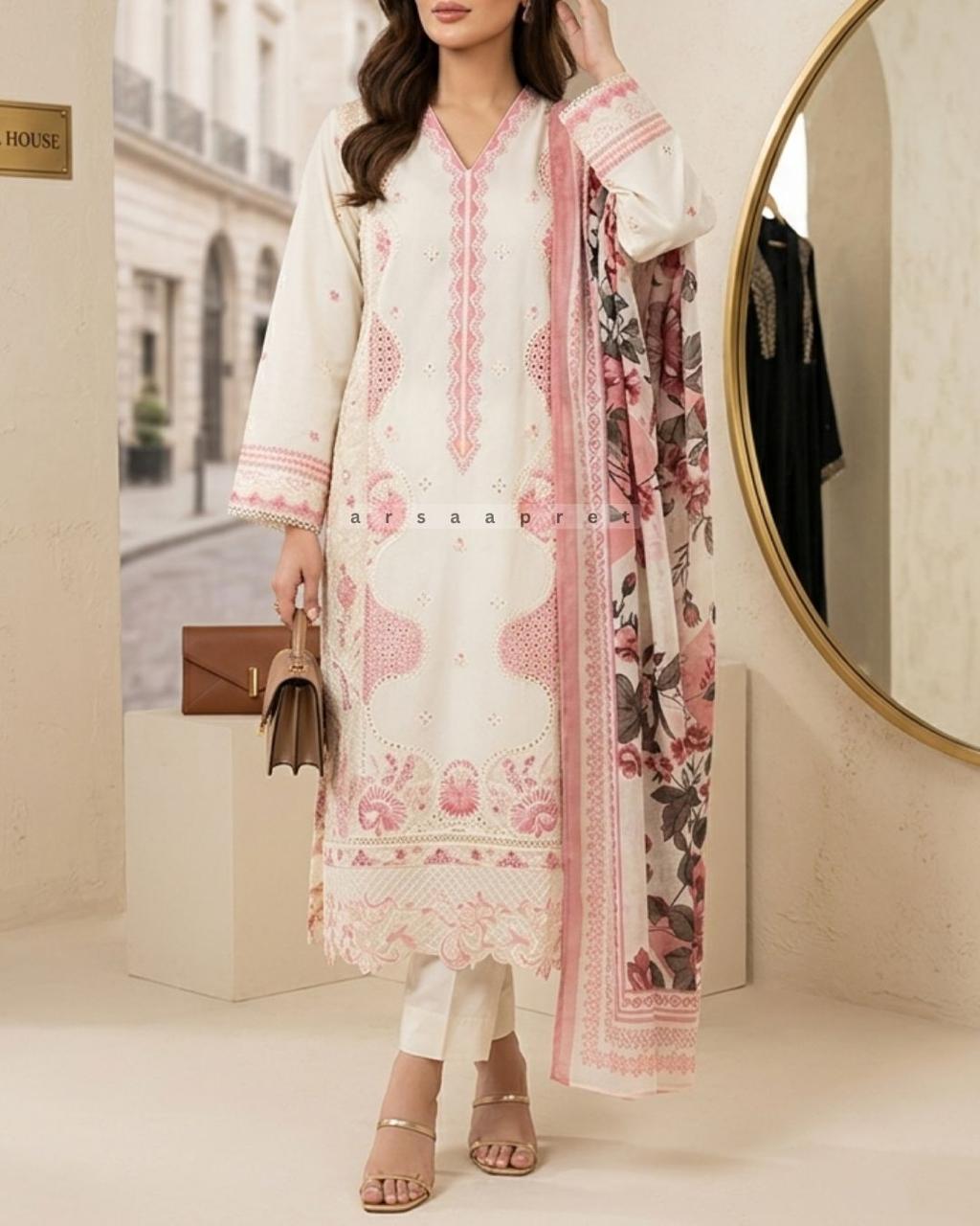 WOMEN'S 3PCS EMBROIDERED LAWN SUIT