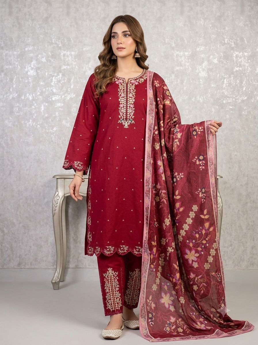 WOMEN'S 3PCS EMBROIDERED LAWN SUIT
