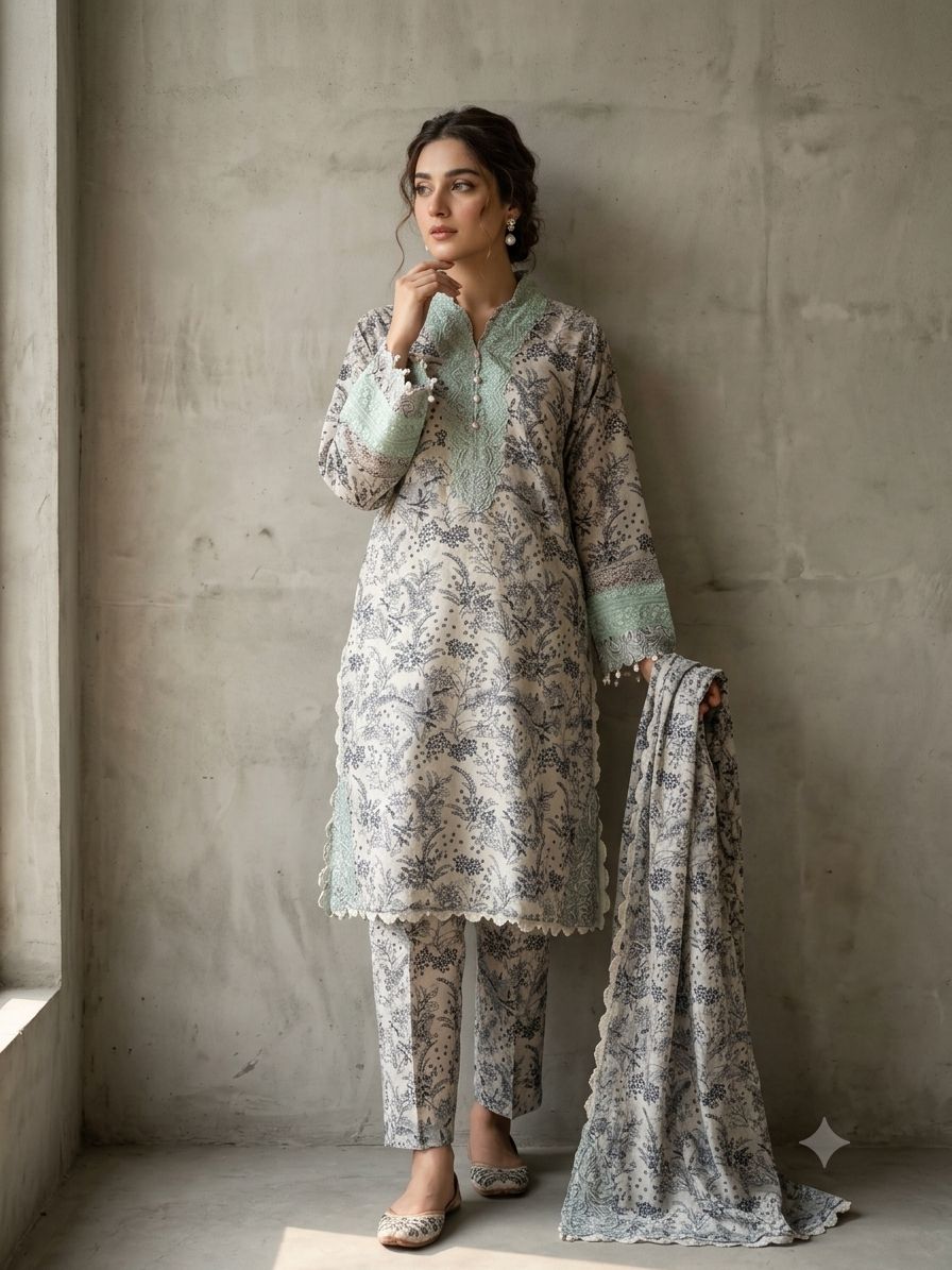 WOMEN'S 3PCS EMBROIDERED LAWN SUIT