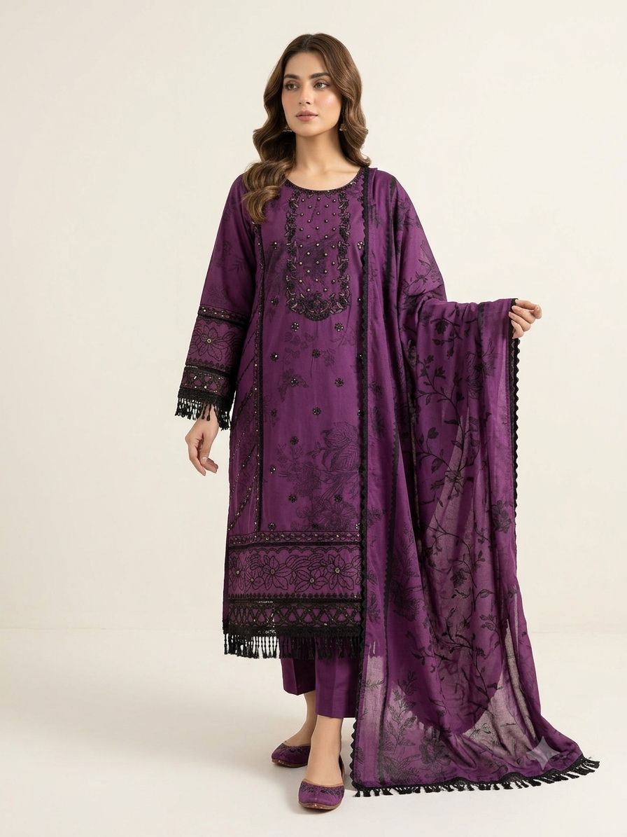 WOMEN'S 3PCS EMBROIDERED LAWN SUIT