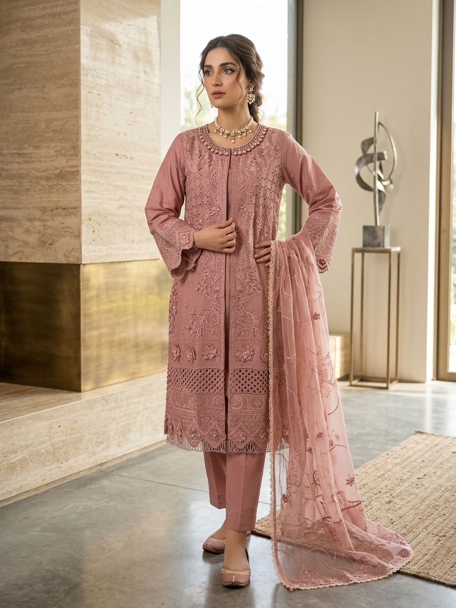 WOMEN'S 3PCS EMBROIDERED LAWN SUIT